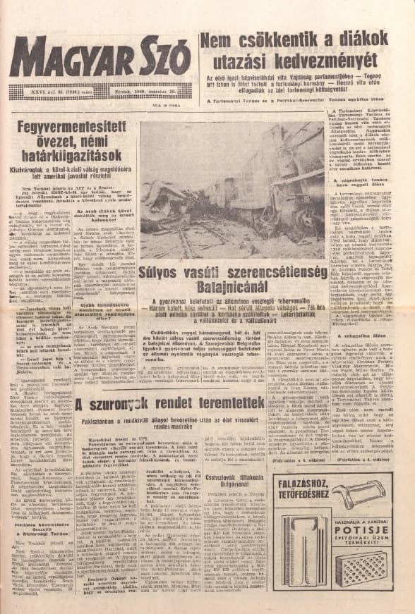 Magyar Szó, 26. évf. 1969. március 28. 85. sz. 1–12. oldal