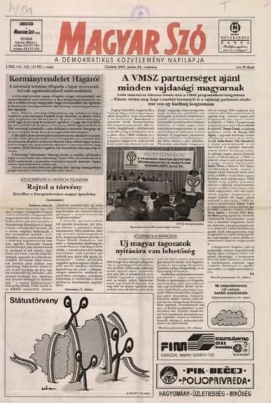 Magyar Szó, 58. évf. 2001. június 24. 145. sz. 1–28. oldal