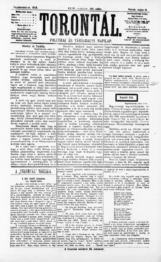 Torontál, 24. évf. 1895. május 10. 108. sz.
