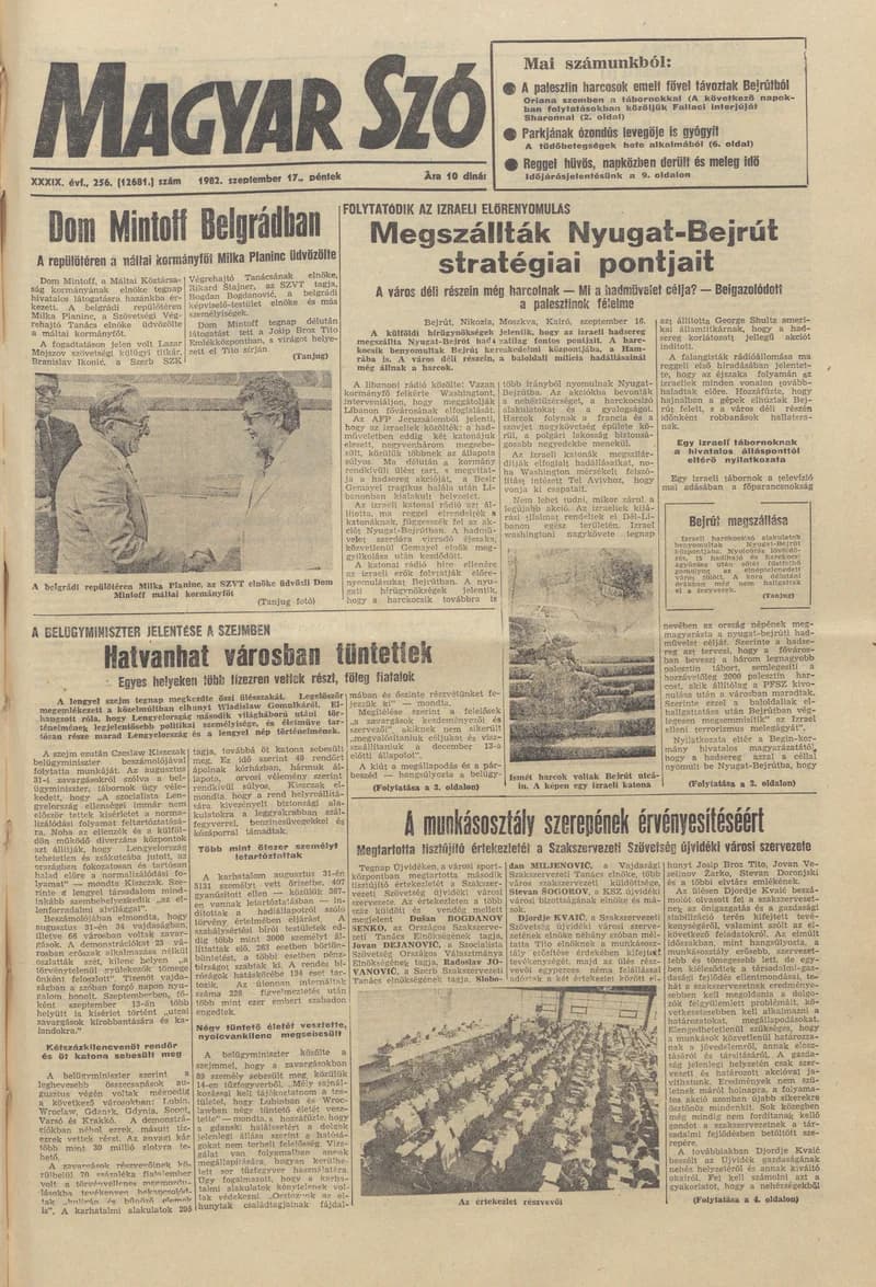 Magyar Szó, 39. évf. 1982. szeptember 17. 256. sz. 1–20. oldal