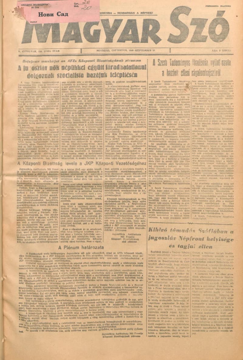 Magyar Szó, 5. évf. 1948. szeptember 23. 228. sz. 1–4. oldal