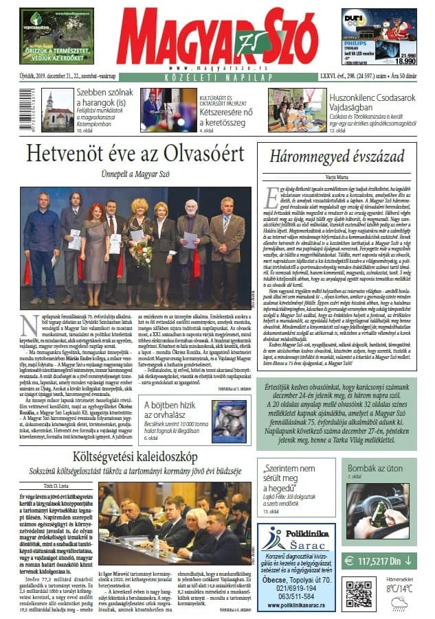 Magyar Szó, 76. évf. 2019. december 21. – 22. 298. sz. 1–44. oldal