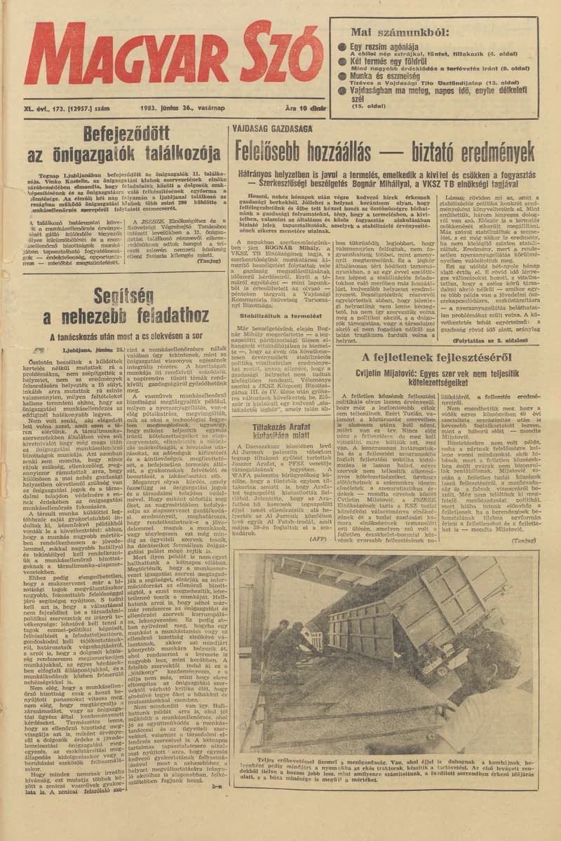 Magyar Szó, 40. évf. 1983. június 26. 173. sz. 1–28. oldal