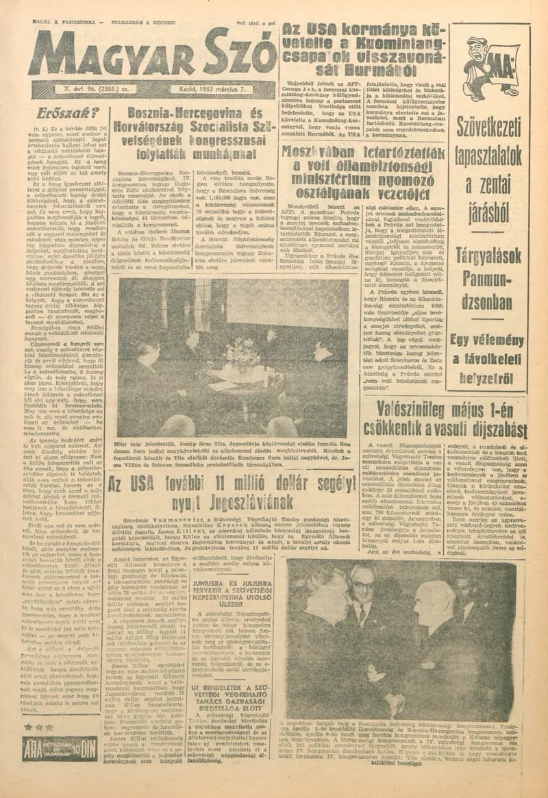 Magyar Szó, 10. évf. 1953. április 7. 96. sz. 1–10. oldal