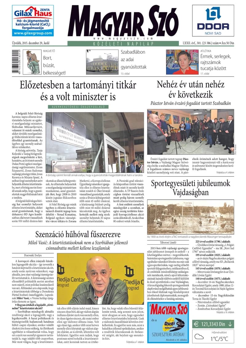 Magyar Szó, 72. évf. 2015. december 29. 301. sz. 1–20. oldal