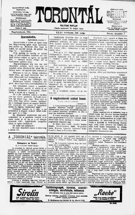 Torontál, 35. évf. 1906. december 7. 280. sz.