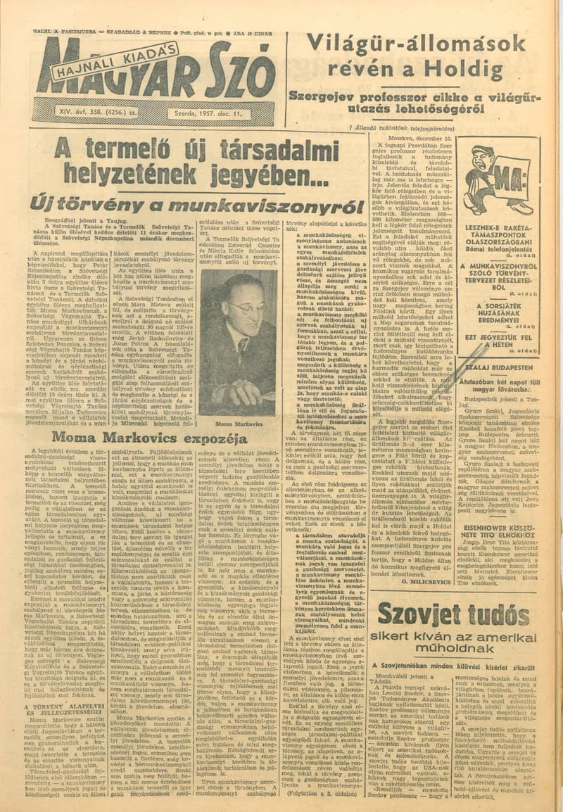 Magyar Szó, 14. évf. 1957. december 11. 338. sz. 1–16. oldal