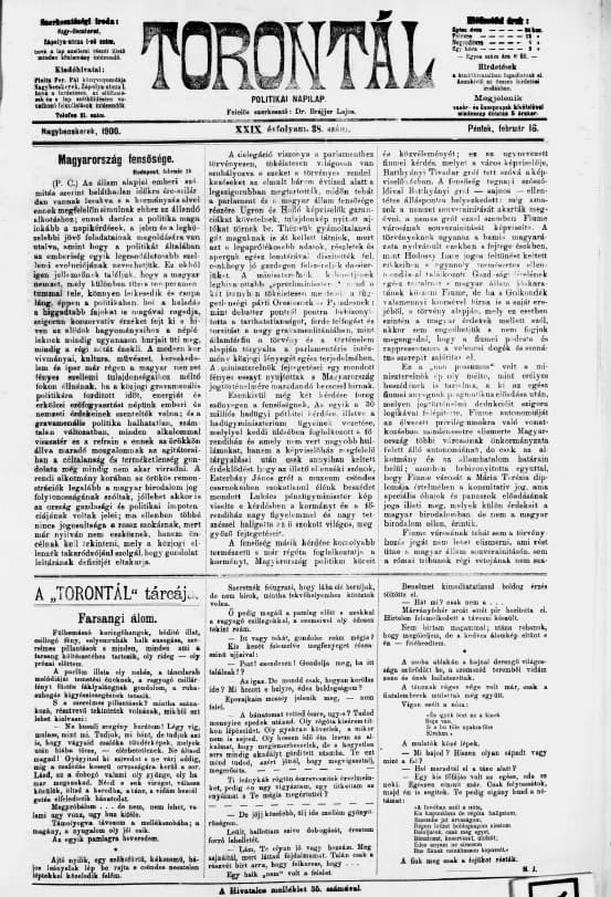 Torontál, 29. évf. 1900. február 16. 38. sz.