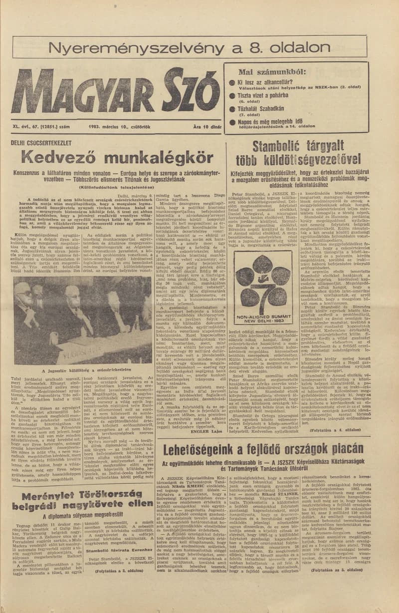Magyar Szó, 40. évf. 1983. március 10. 67. sz. 1–24. oldal