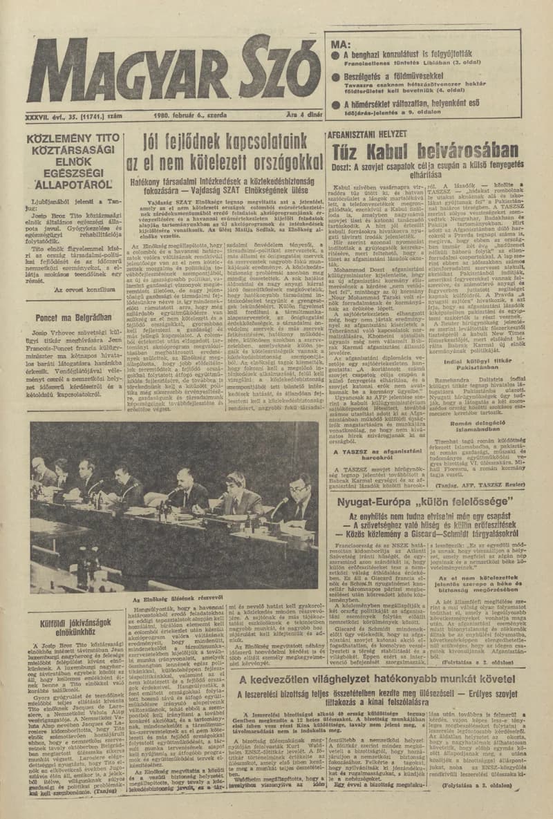 Magyar Szó, 37. évf. 1980. február 6. 35. sz. 1–20. oldal