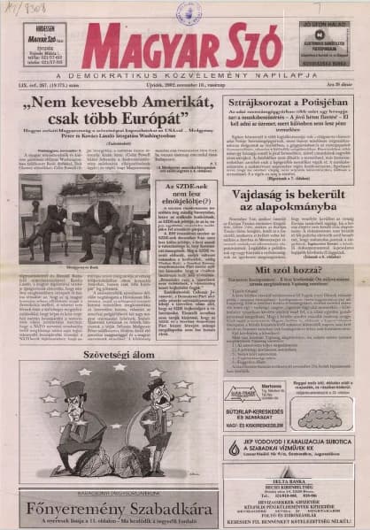 Magyar Szó, 59. évf. 2002. november 10. 267. sz. 1–28. oldal