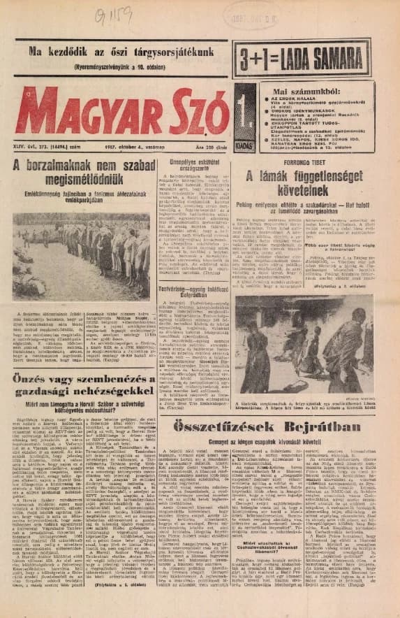 Magyar Szó, 44. évf. 1987. október 4. 273. sz. 1–28. oldal