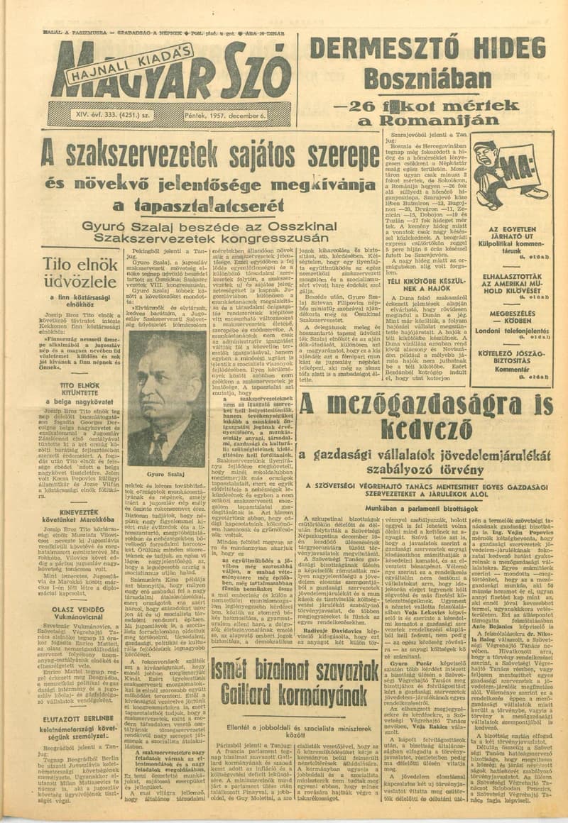Magyar Szó, 14. évf. 1957. december 6. 333. sz. 1–10. oldal