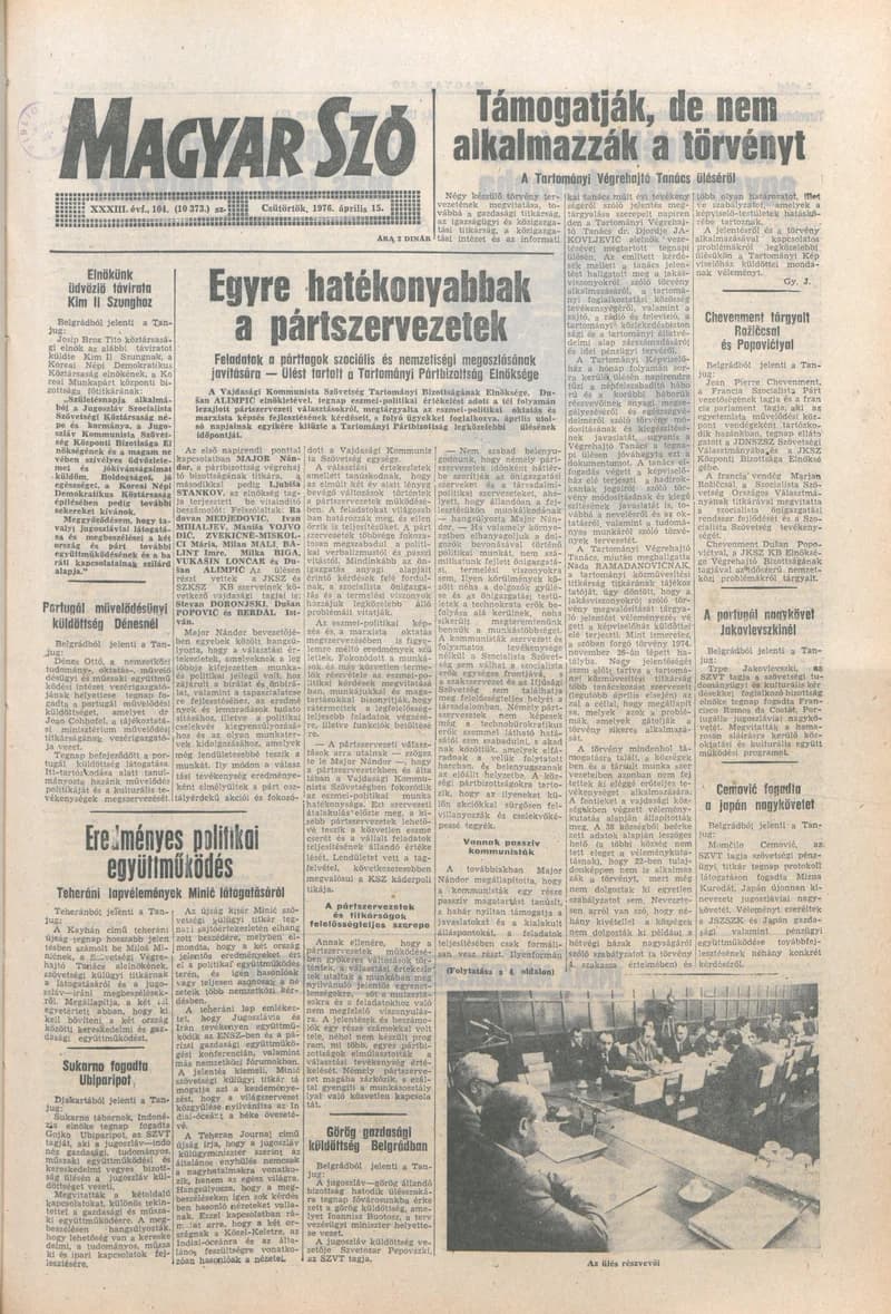 Magyar Szó, 33. évf. 1976. április 15. 104. sz. 1–20. oldal