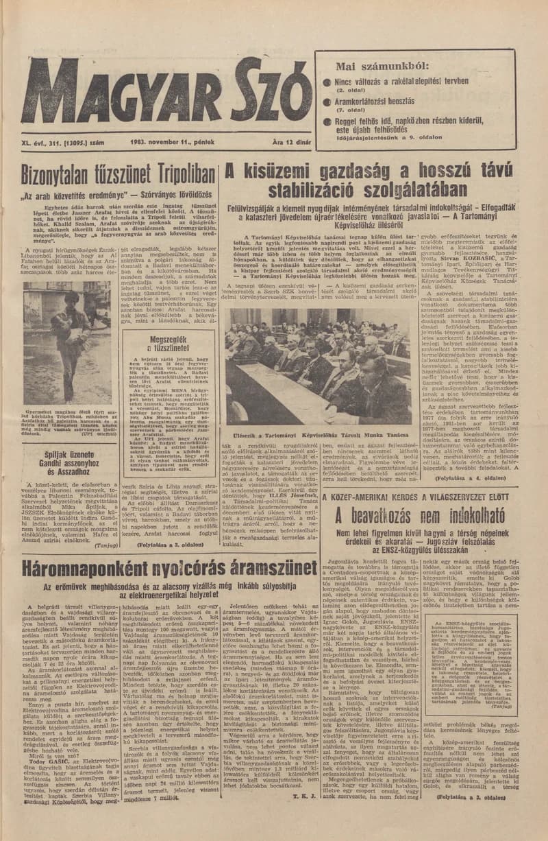 Magyar Szó, 40. évf. 1983. november 11. 311. sz.