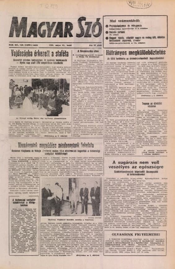 Magyar Szó, 43. évf. 1986. május 13. 129. sz. 1–28. oldal