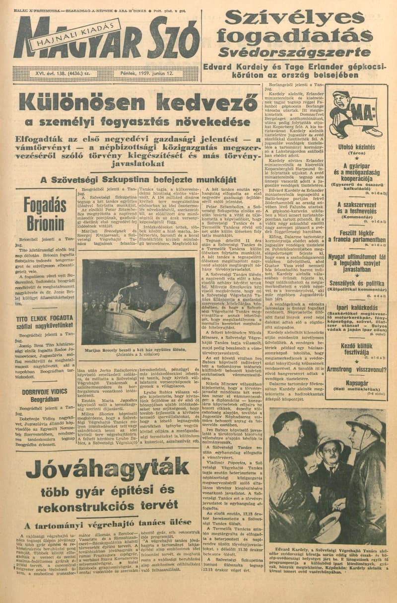 Magyar Szó, 16. évf. 1959. június 12. 138. sz. 1–20. oldal