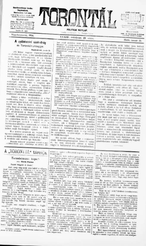 Torontál, 33. évf. 1904. január 25. 19. sz.