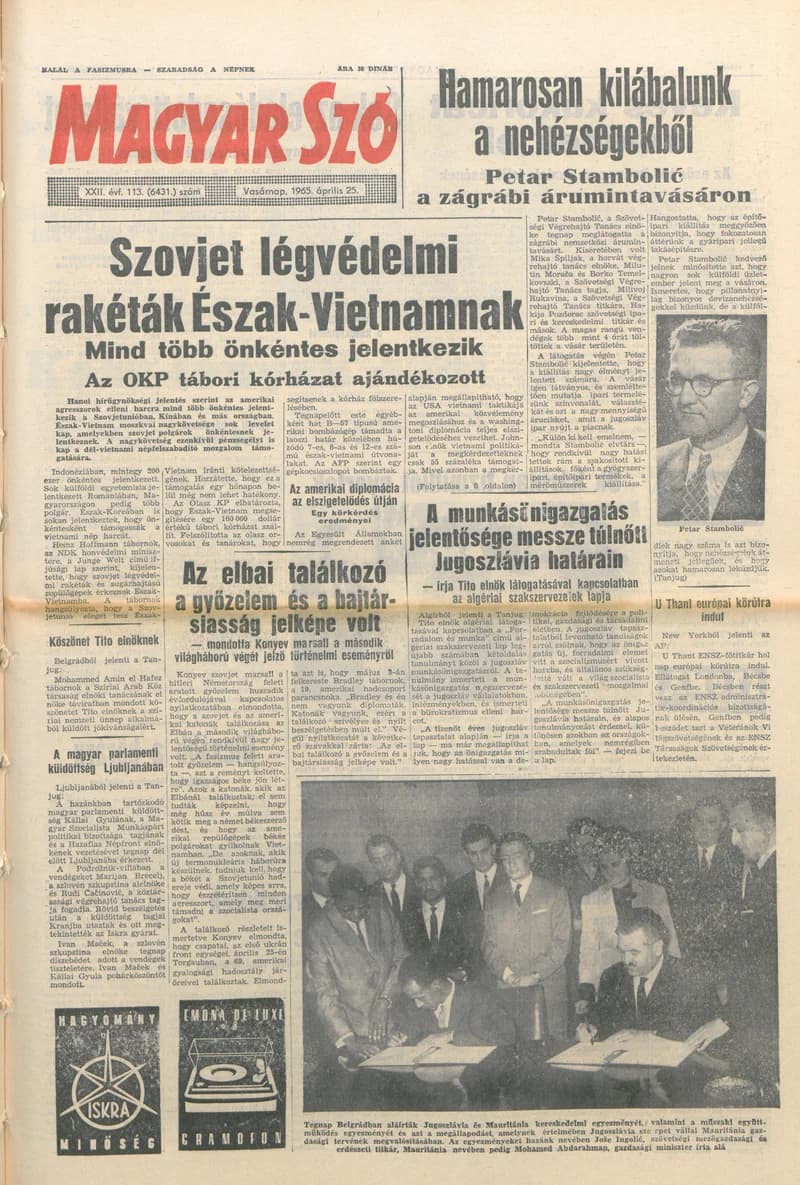 Magyar Szó, 22. évf. 1965. április 25. 113. sz. 1–24. oldal