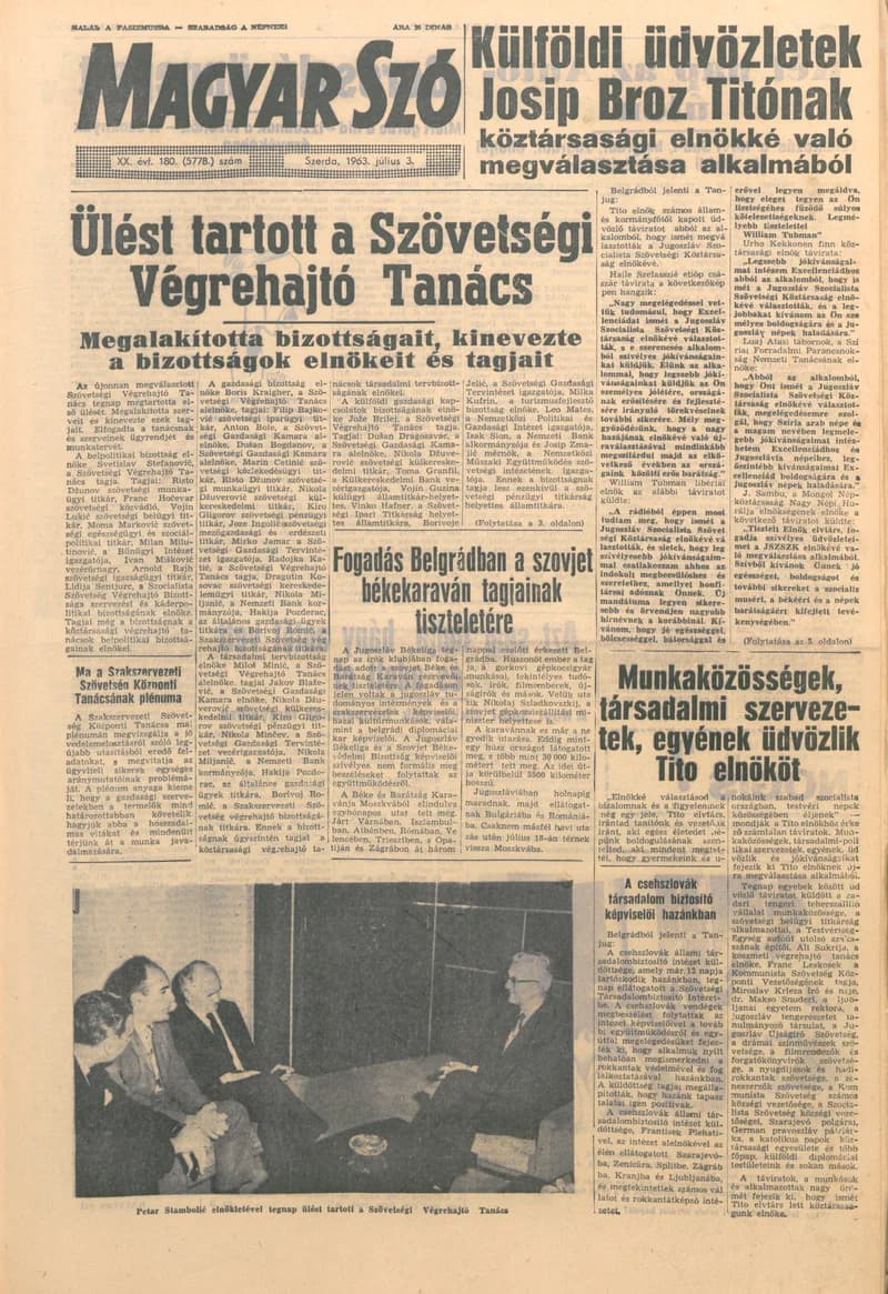 Magyar Szó, 20. évf. 1963. július 3. 180. sz. 1–14. oldal