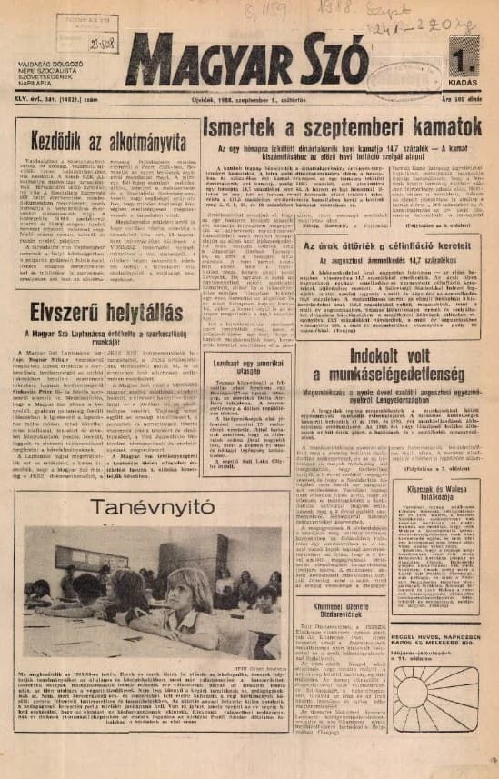 Magyar Szó, 45. évf. 1988. szeptember 1. 241. sz.