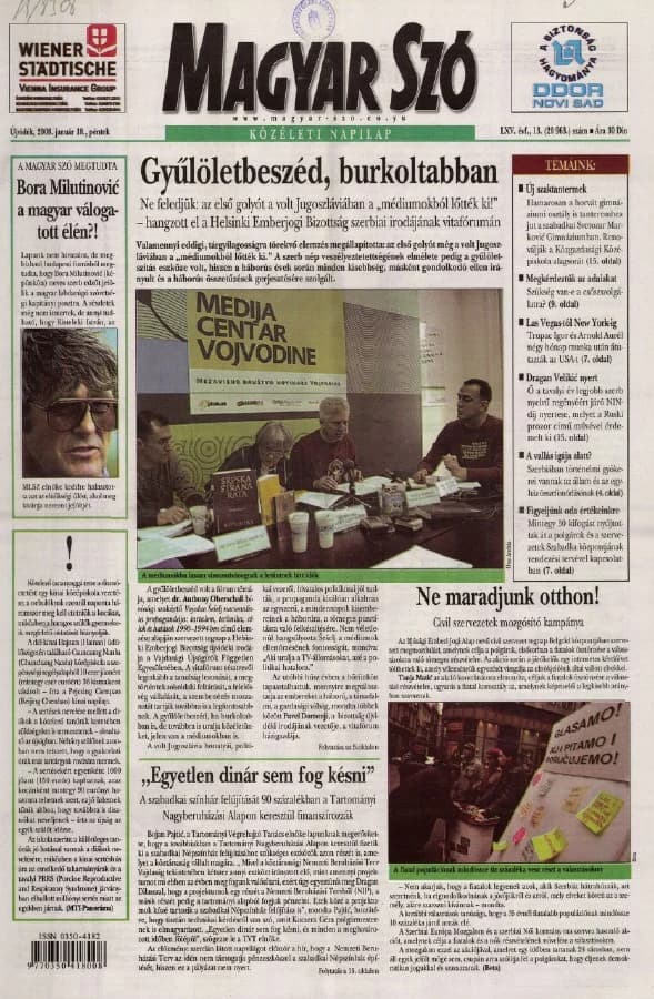 Magyar Szó, 65. évf. 2008. január 18. 13. sz. 1–20. oldal