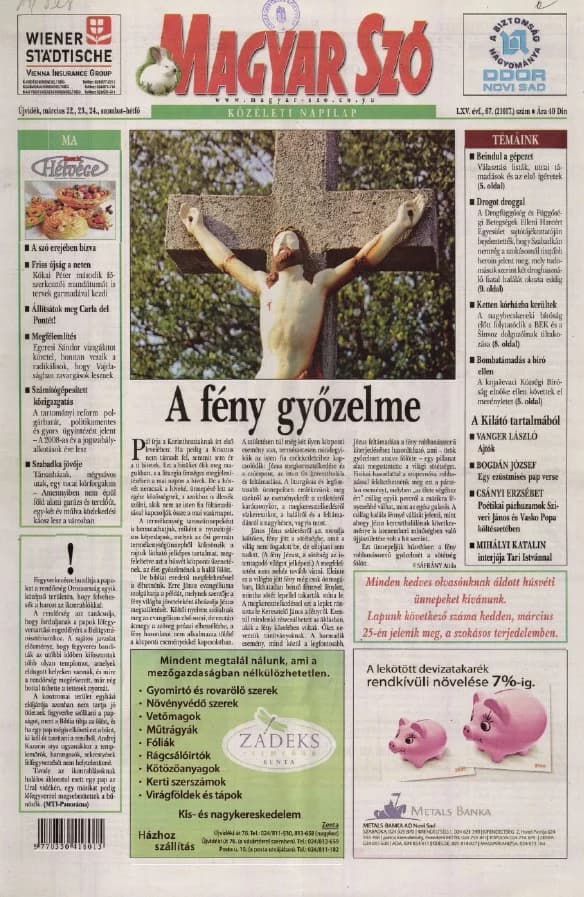 Magyar Szó, 65. évf. 2008. március 22. – 24. 67. sz. 1–28. oldal