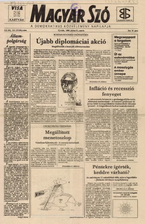 Magyar Szó, 52. évf. 1995. június 21. 141. sz. 1–16. oldal
