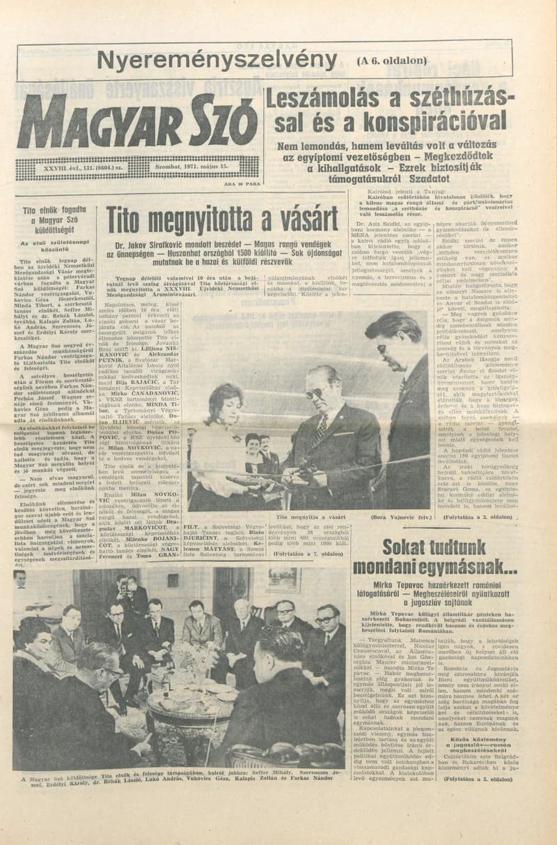 Magyar Szó, 28. évf. 1971. május 15. 131. sz. 1–24. oldal