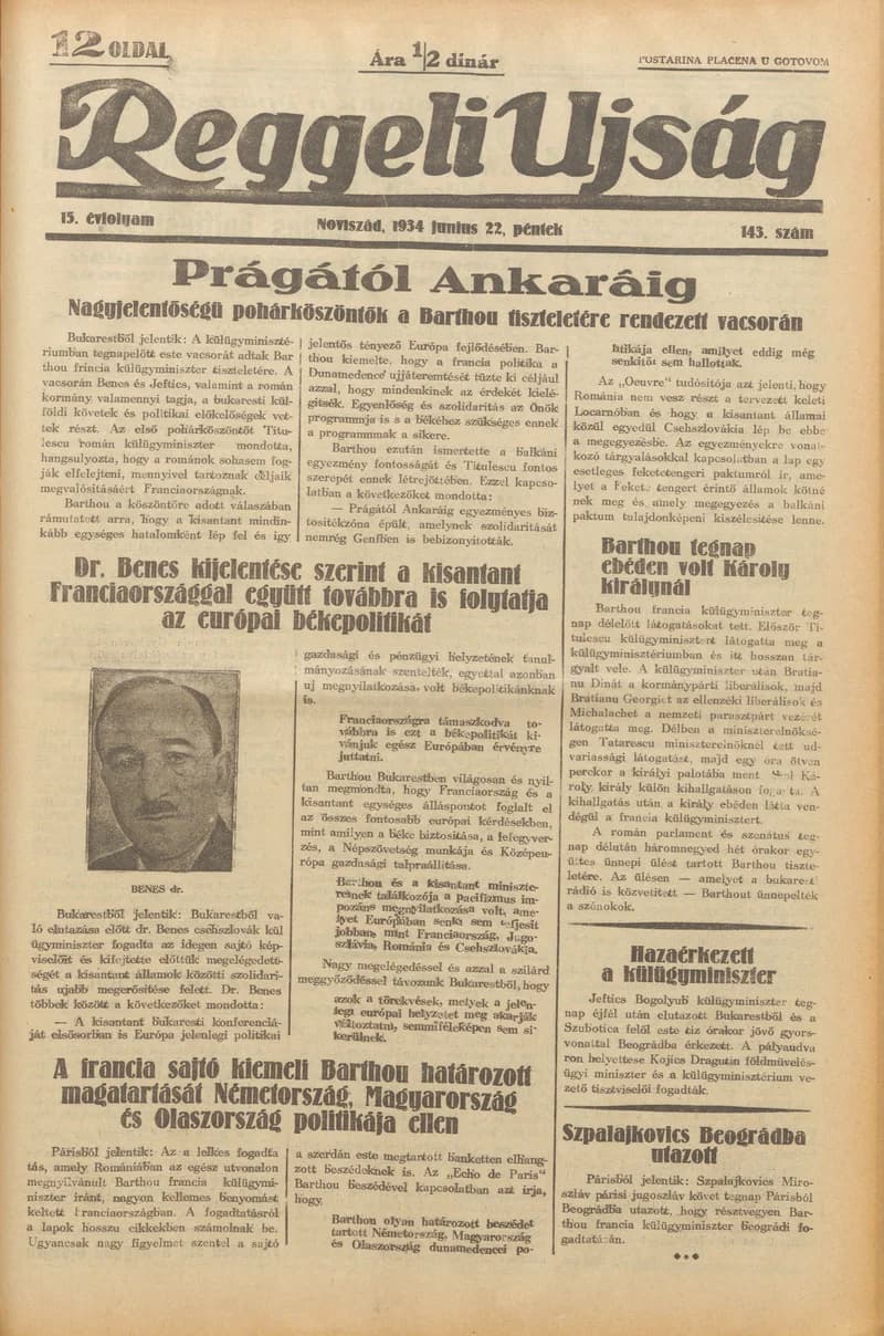 Reggeli Újság, 15. évf. 1934. június 22. 143. sz.