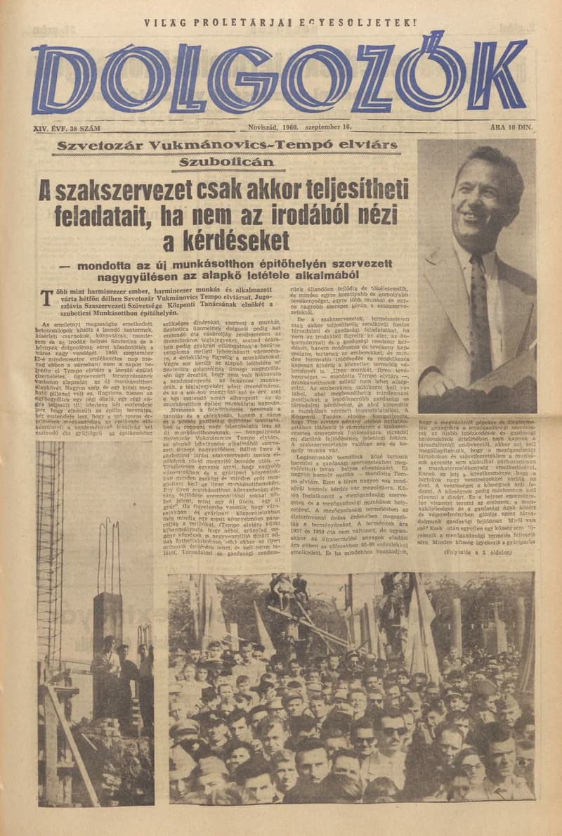 Dolgozók, 14. évf. 1960. szeptember 16. 38. sz.