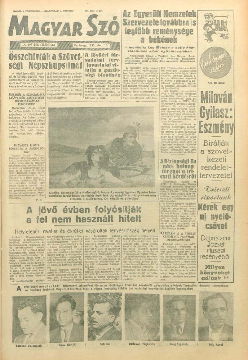Magyar Szó, 10. évf. 1953. december 13. 341. sz. 1–14. oldal