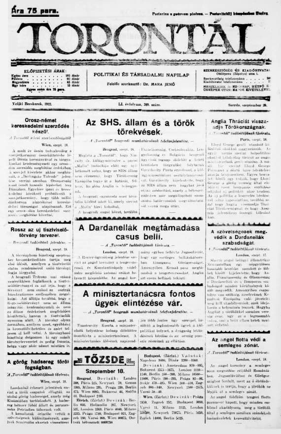 Torontál, 51. évf. 1922. szeptember 20. 209. sz.