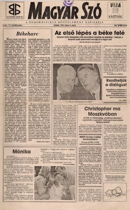 Magyar Szó, 50. évf. 1993. május 4. 117. sz. 1–16. oldal