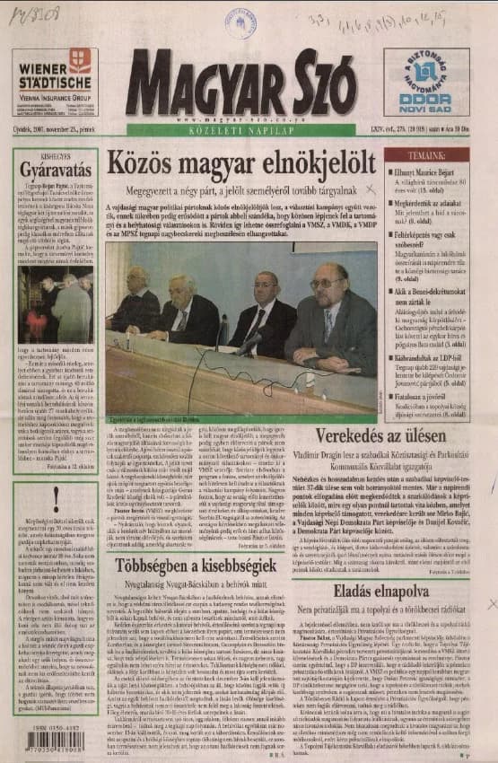 Magyar Szó, 64. évf. 2007. november 23. 274. sz. 1–20. oldal
