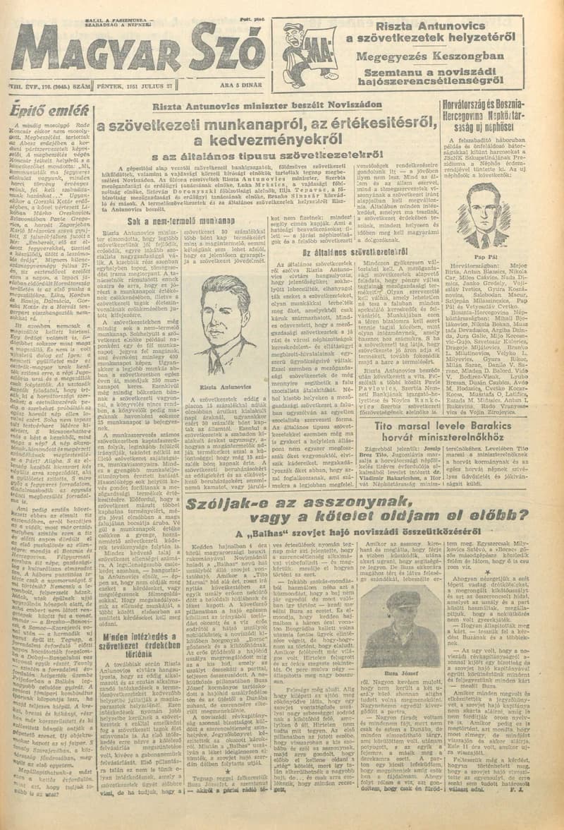 Magyar Szó, 8. évf. 1951. július 27. 176. sz. 1–4. oldal