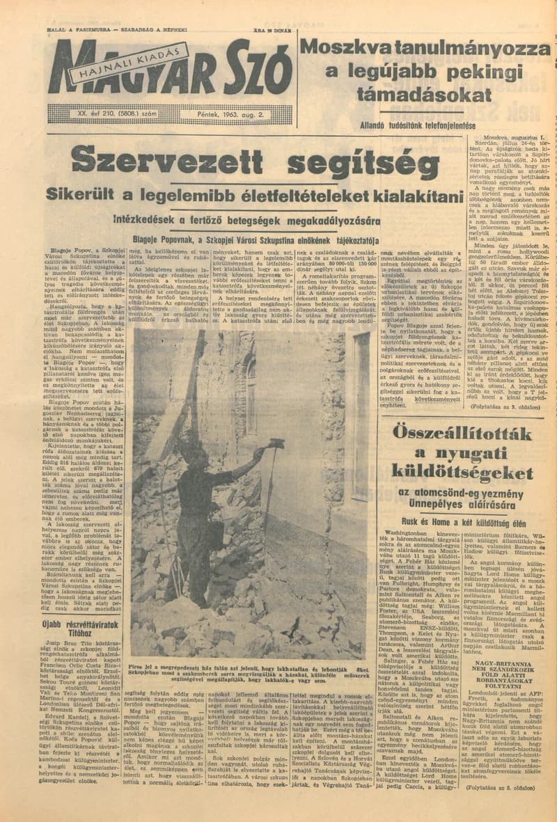 Magyar Szó, 20. évf. 1963. augusztus 2. 210. sz. 1–14. oldal