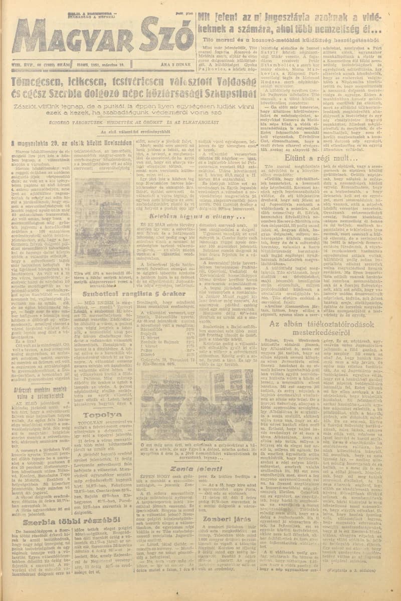 Magyar Szó, 8. évf. 1951. március 19. 66. sz. 1–4. oldal