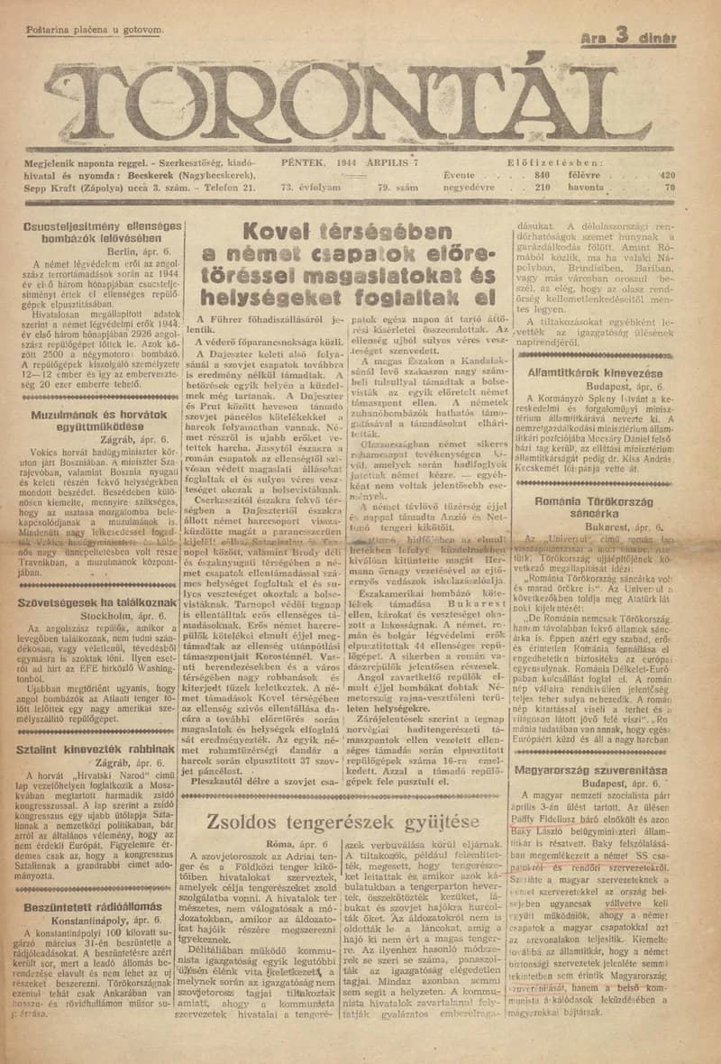 Torontál, 73. évf. 1944. április 7. 79. sz.