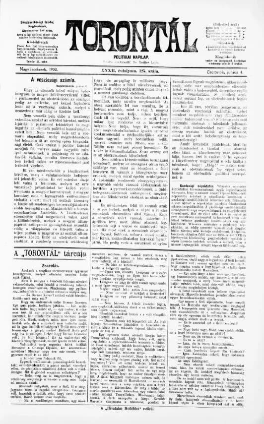 Torontál, 32. évf. 1903. június 4. 125. sz.