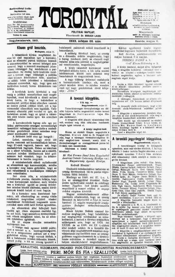 Torontál, 39. évf. 1910. május 11. 106. sz.