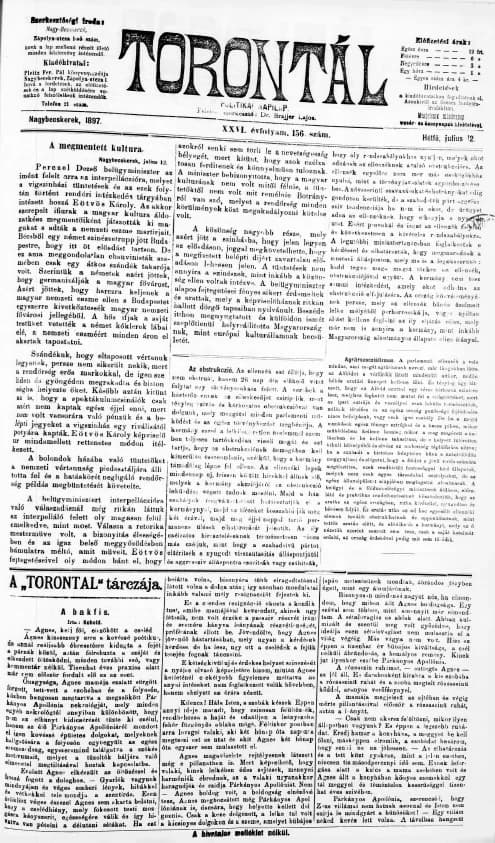 Torontál, 26. évf. 1897. július 12. 156. sz.