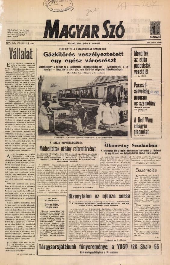 Magyar Szó, 46. évf. 1989. július 1. 177. sz. 1–24. oldal