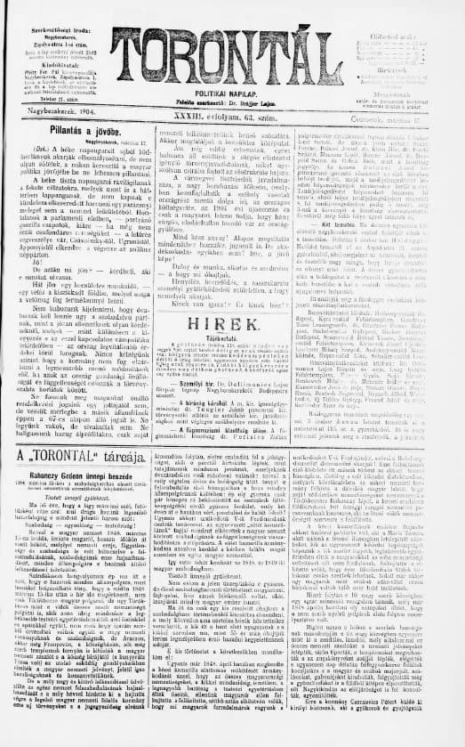 Torontál, 33. évf. 1904. március 17. 63. sz.