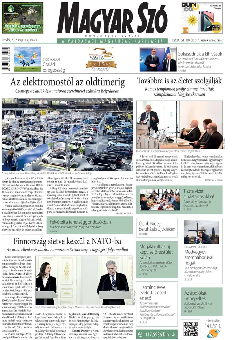 Magyar Szó, 79. évf. 2022. május 13. 108. sz. 1–16. oldal