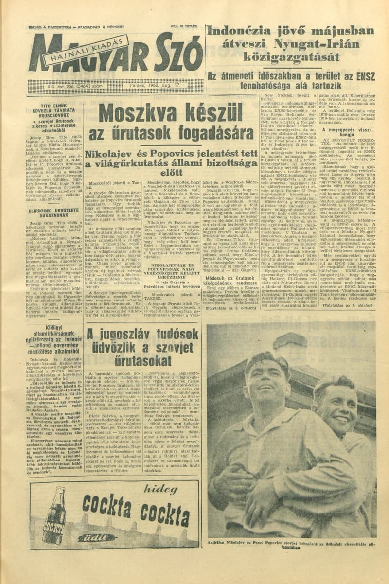 Magyar Szó, 19. évf. 1962. augusztus 17. 226. sz. 1–12. oldal