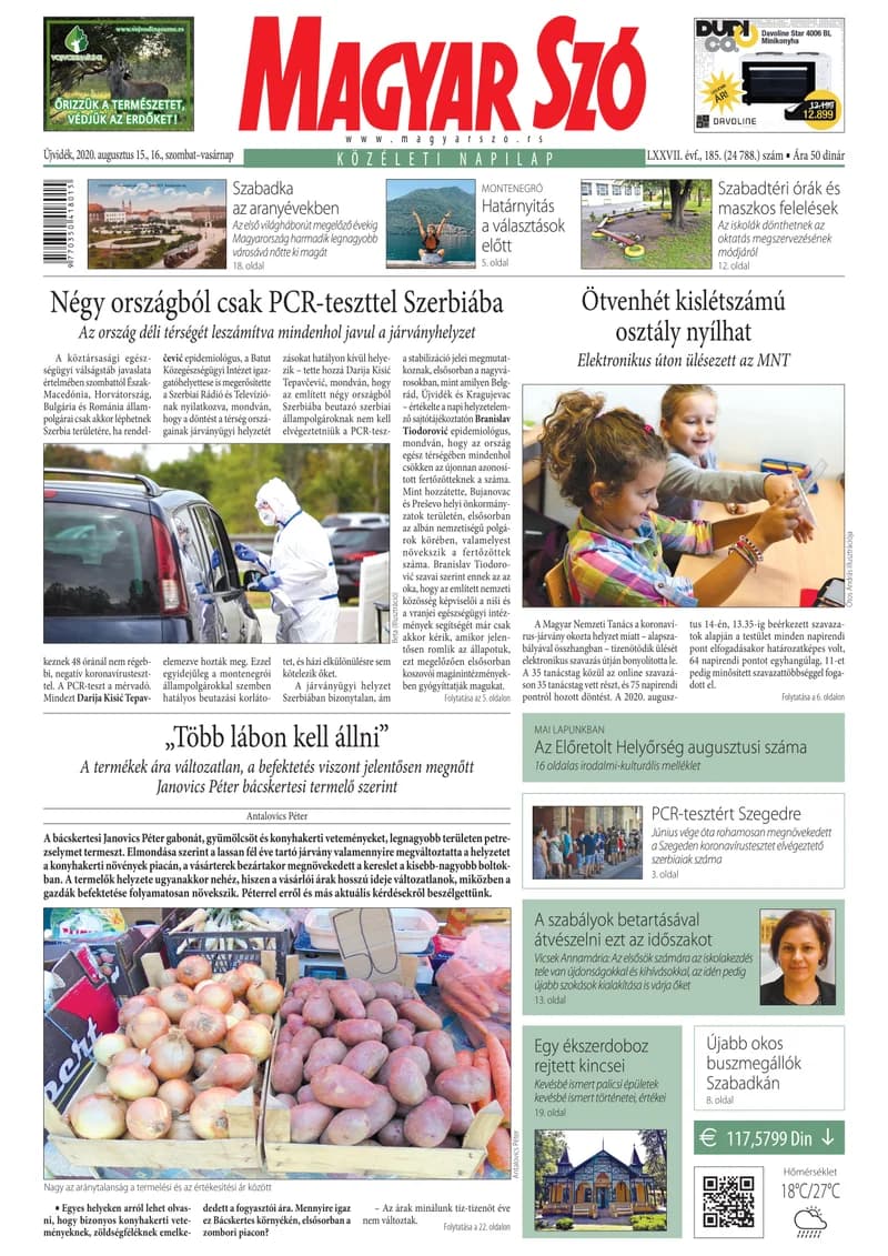 Magyar Szó, 77. évf. 2020. augusztus 15. – 16. 185. sz. 1–32. oldal