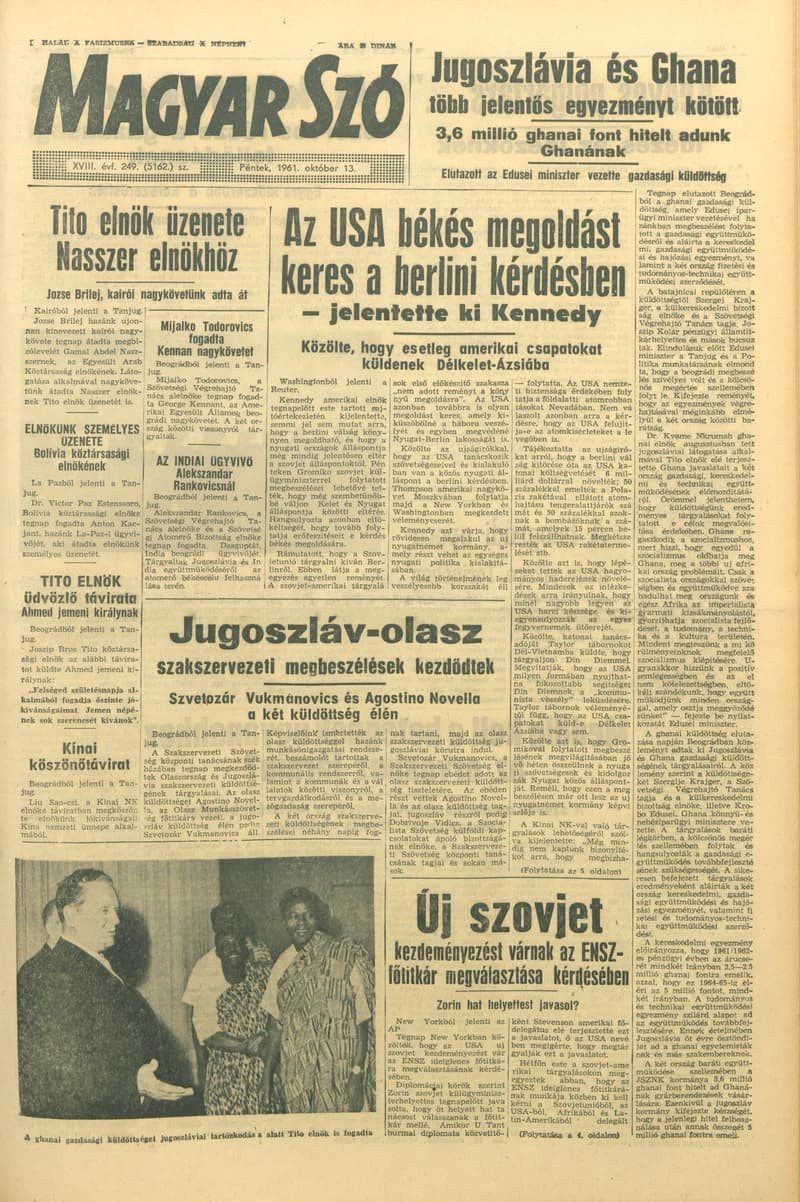 Magyar Szó, 18. évf. 1961. október 13. 249. sz. 1–14. oldal