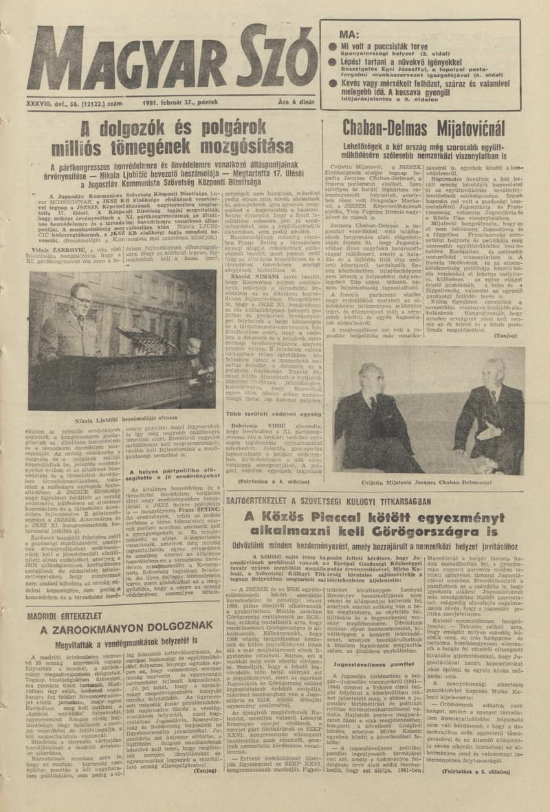 Magyar Szó, 38. évf. 1981. február 27. 56. sz.