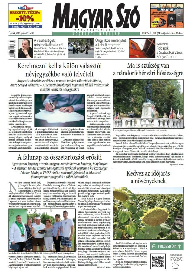 Magyar Szó, 75. évf. 2018. július 23. 168. sz. 1–20. oldal